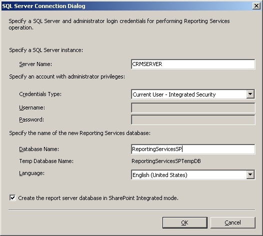 Reporting Services Configuration - Database Setup - Change Server Mode